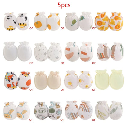 5Pairs 0-3Month Newborn Baby Anti-Scratch Gloves Infant Boy Girl Unisex Mittens Baby Accessories