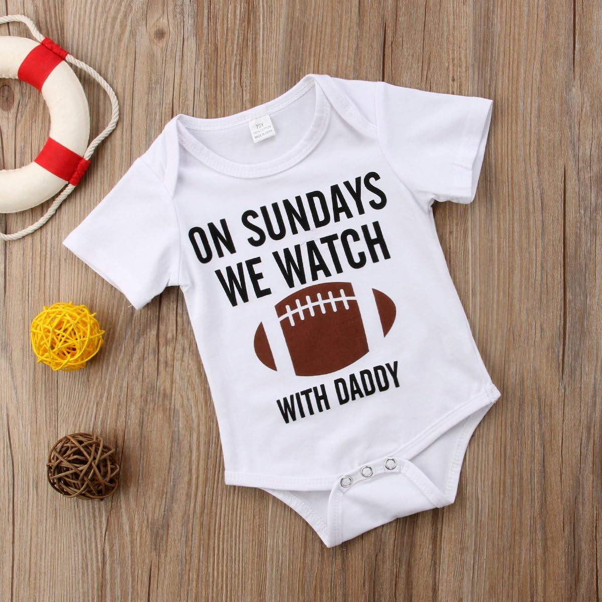 Funny Newborn Infant Baby Boy Girl on Sundays We Watch Football with Daddy Bodysuit Romper