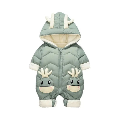 2024 Baby Winter Snowsuit plus Velvet Thick Baby Boys Jumpsuit 0-2 Years Newborn Romper Baby Girls Overalls Toddler Coat