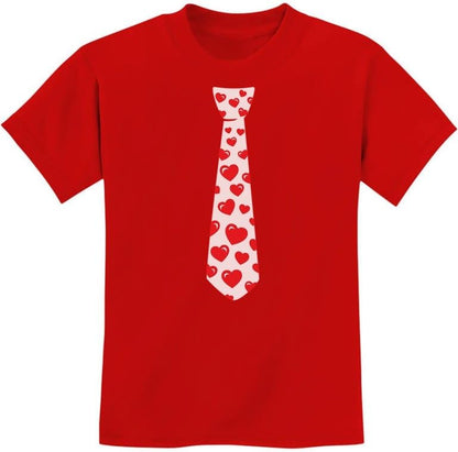 Boys Valentines Day Shirt Red Hearts Tie Toddler Infant Kids T-Shirt