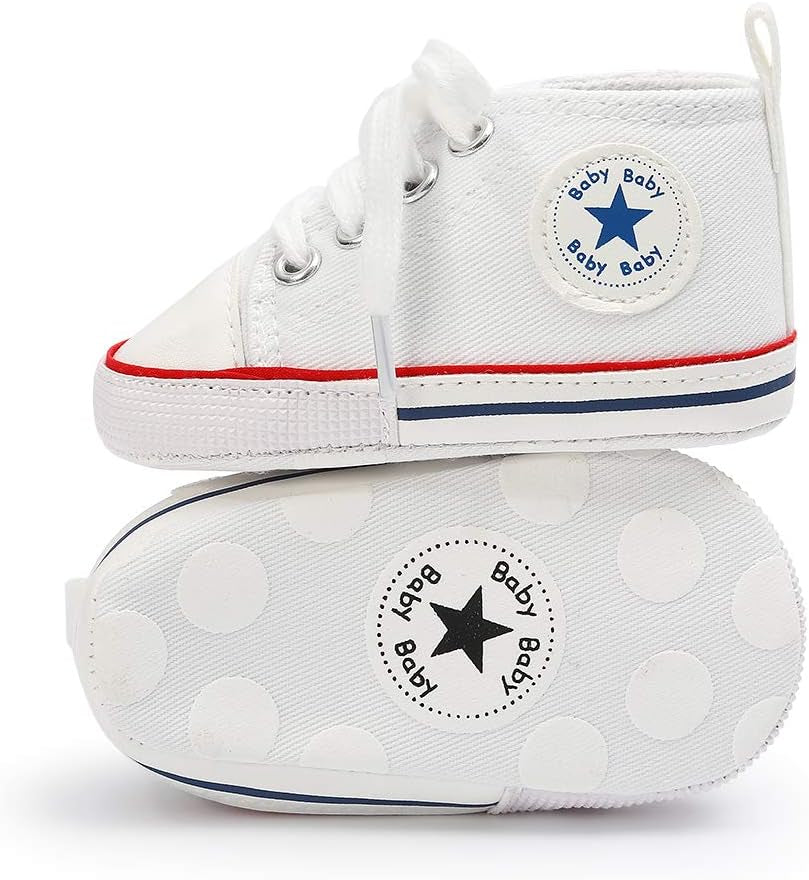 Unisex Baby Boy Girl Canvas Sneaker Soft Sole Ankle Infant First Walkers Crib Shoe