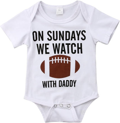 Funny Newborn Infant Baby Boy Girl on Sundays We Watch Football with Daddy Bodysuit Romper